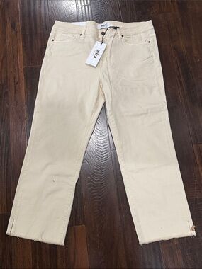 Mica Ivory Straight Crop Chino Pants for Women